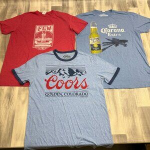 ✅ Mens L Lot Of 3 Beer & Liquor T-Shirt Coors Corona Graphic Print Tee's Designs